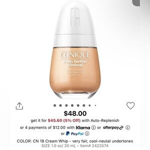 Clinique even better serum foundation spf 25 CN 18
